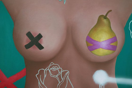 Proto still life #11 - Pear shaped equality 'Free the Nipple'