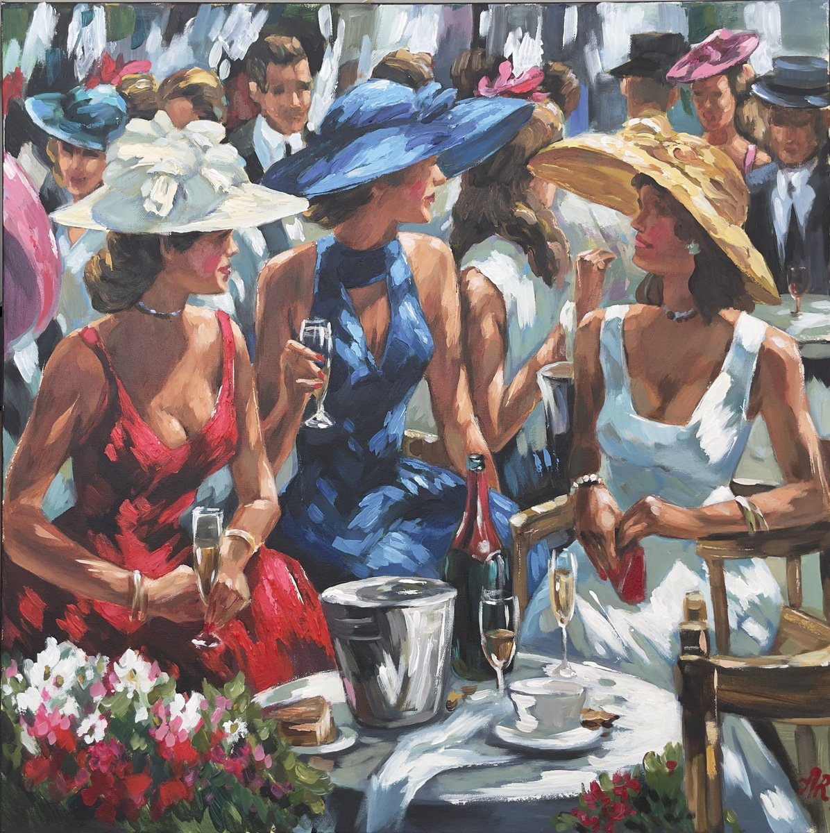 Impressionistic Painting , Champagne Moment By Anna Reznikova, 30 X 30, Artwork For Sale On Artfinder