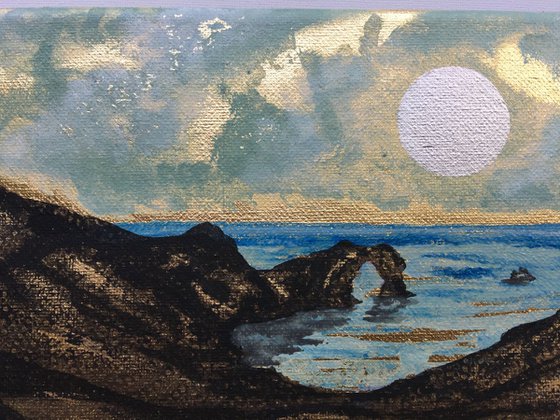 Durdle Door and Man of war bay on gold leaf