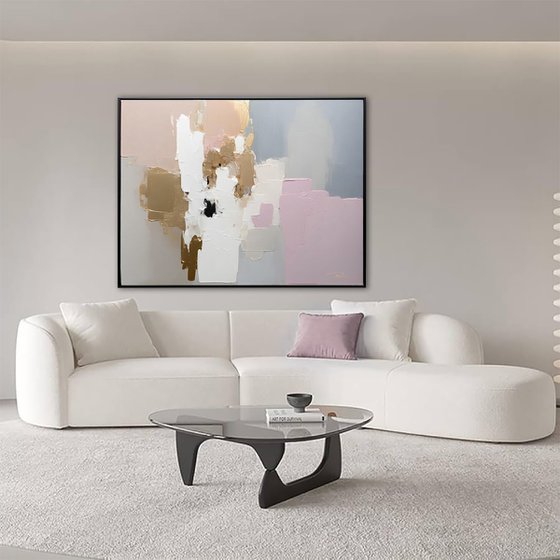 Beige Textured Trees in Pastel Pink Morning