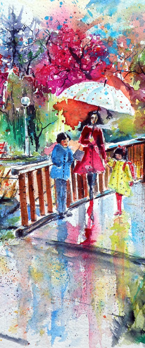 Walk to school on rainy day by Kovács Anna Brigitta