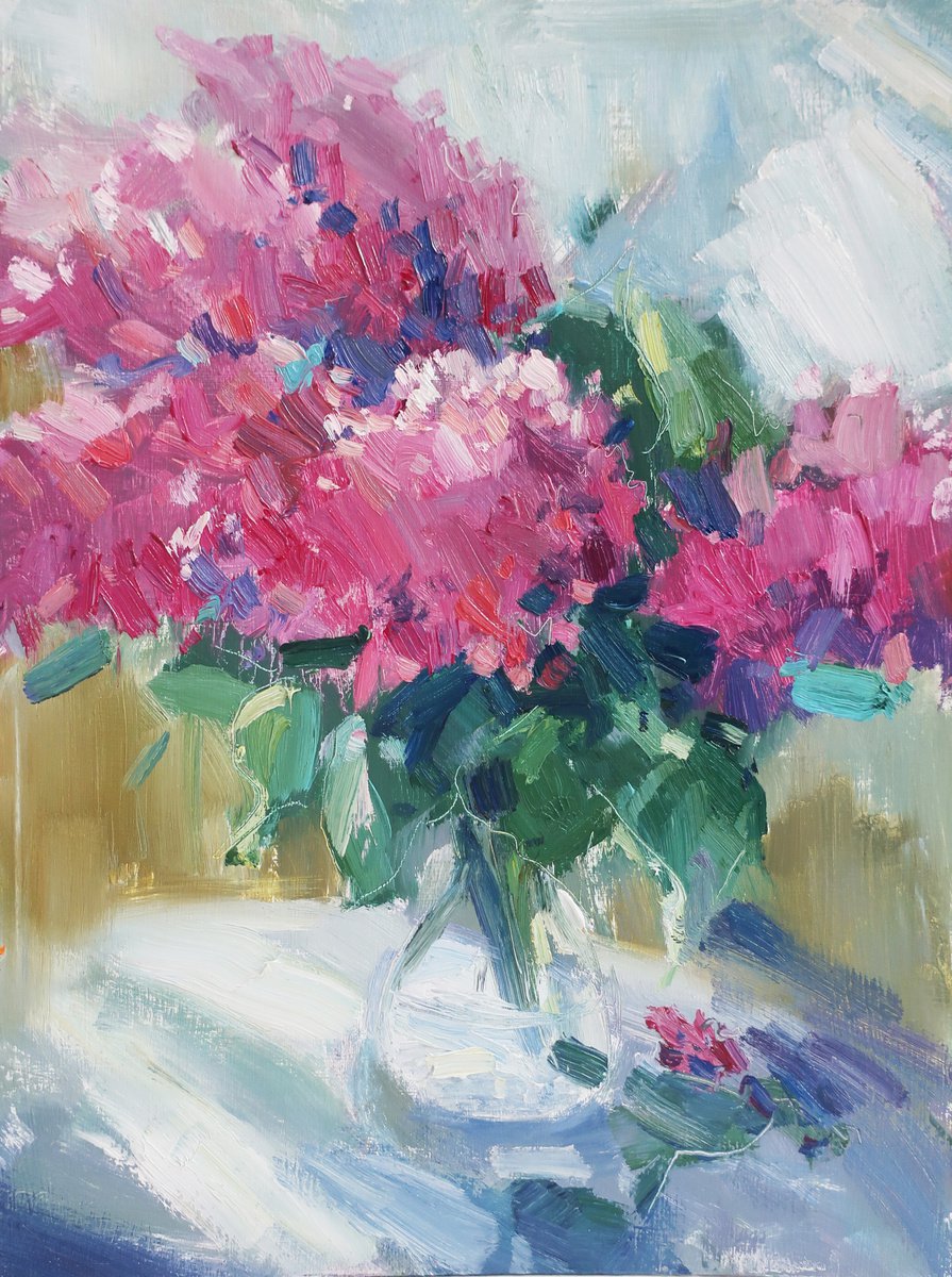 OIL PAINTING Flowers Pink Bouquet Still life lilac by Anna Shchapova