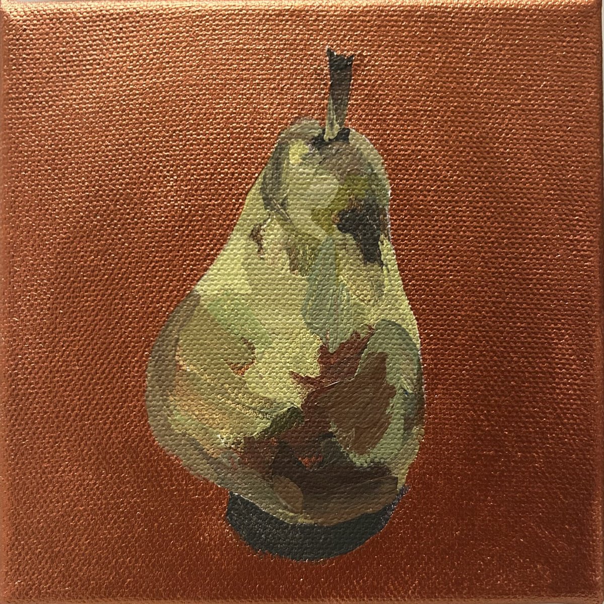 Dinky Pear On Metallic Copper By Sarah Adams, 5 X 5, Artwork For Sale On Artfinder