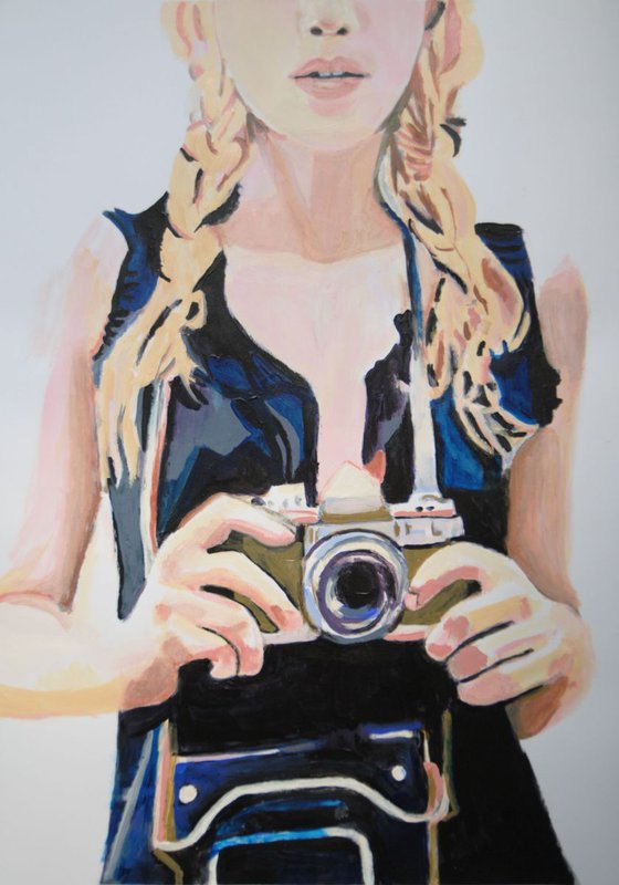 Girl with camera / 58 x 41 cm