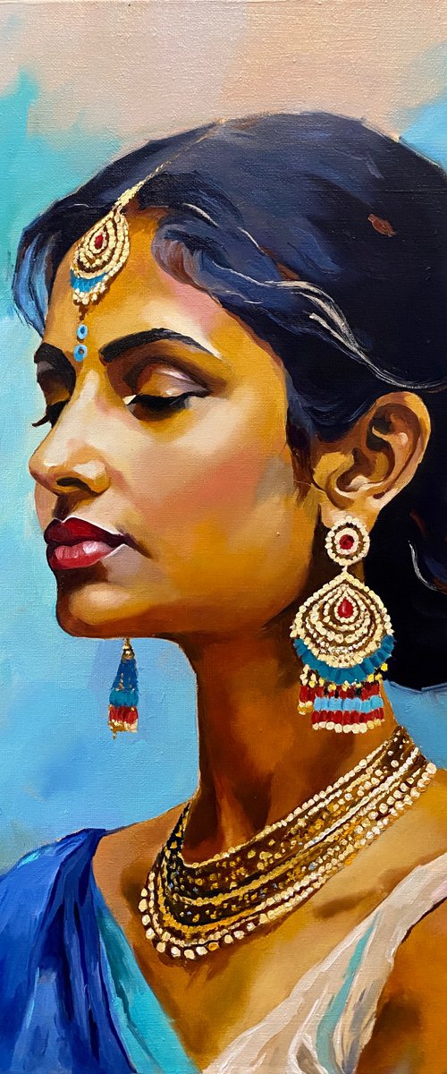 Indian woman portrait 2 by Elvira Sultanova