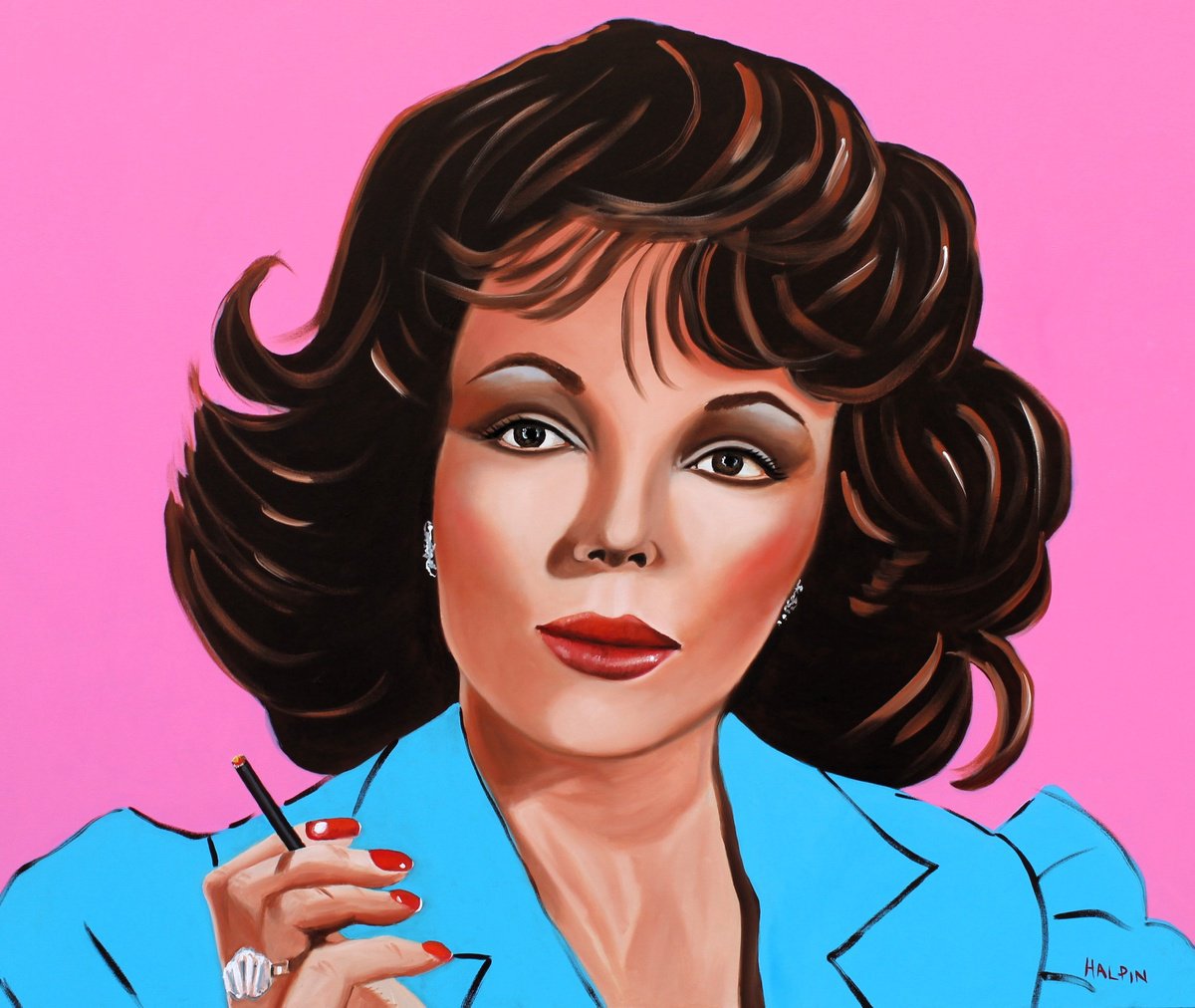 Urban And Pop Portrait Oil Painting By Mathew Halpin, 47 X 39", Joan Collins As Alexis, Original Artwork