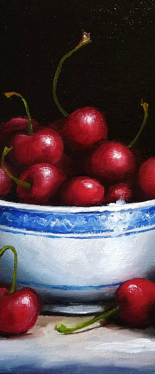 Bowl of cherries still life by Jane Palmer Art