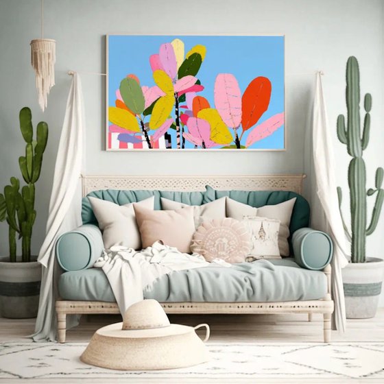 Dancing Leaves in a Quiet Blue Sky