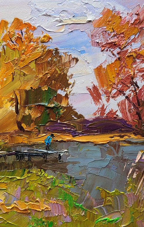 On the autumn river by Boris Serdyuk