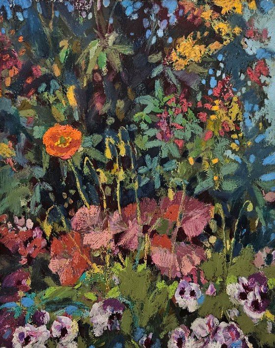 Hidden Poppy, semi-abstract floral painting