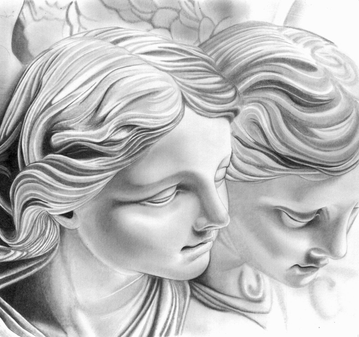 Photorealistic Pencil Drawing , Angels By Paul Stowe, 15 X 14, Artwork For Sale On Artfinder