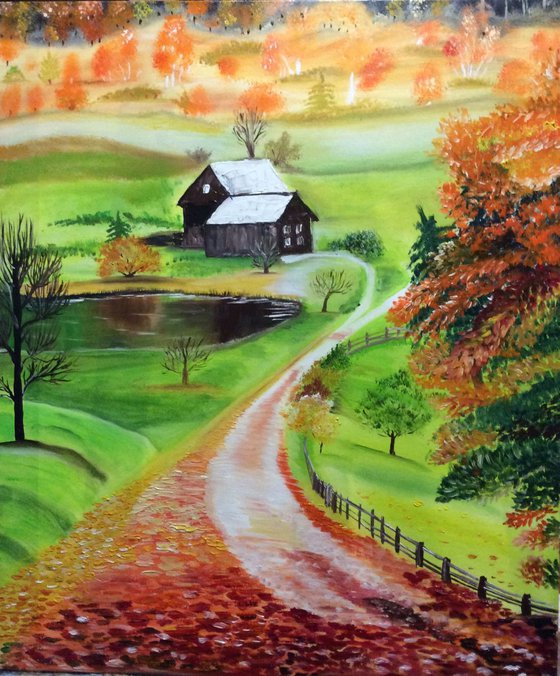 Original Oil Painting Home Decor Autumn