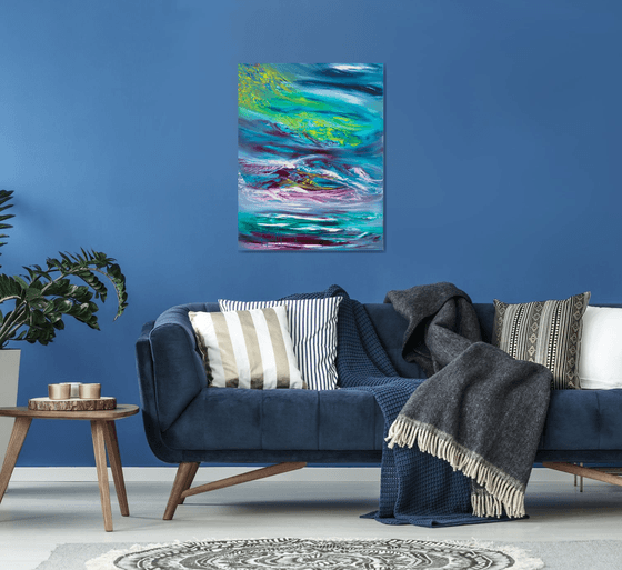 Soul's storm, abstract emotional landscape, 70x90 cm