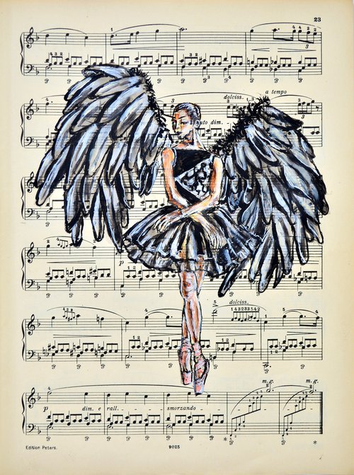 Ballerina XLII- Vintage Music Page, GIFT idea by Misty Lady - M. Nierobisz