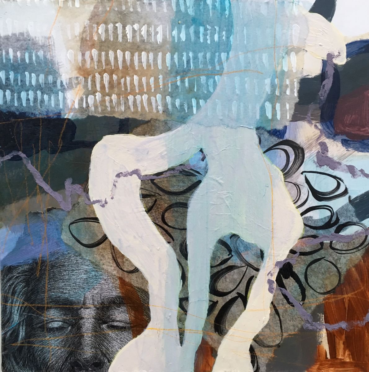 Organic Abstract Painting By Marita Tobner, 12 X 12", Lemoncake, Original Artwork