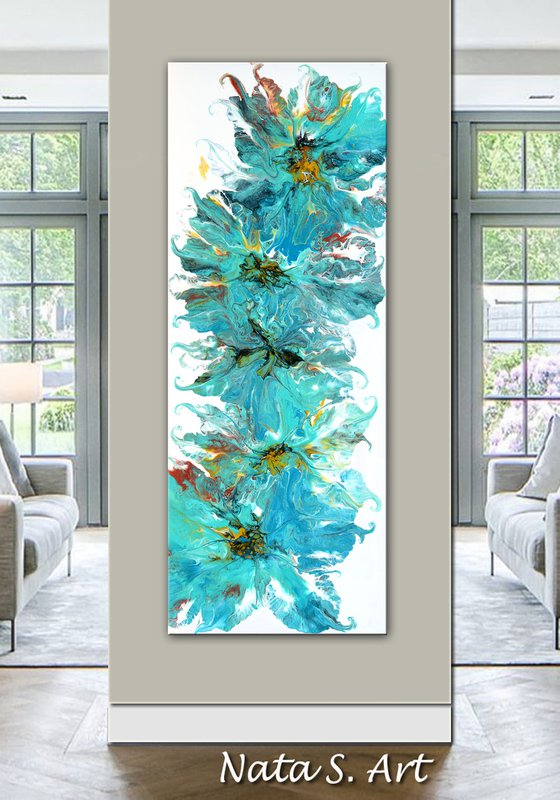 Turquoise Spring - Large Painting 70" x 26"