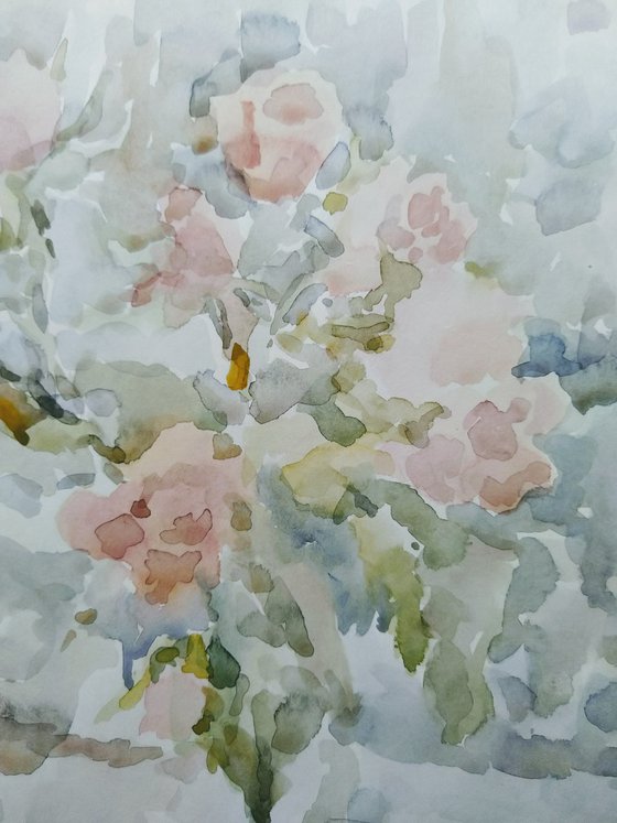 Bouquet of roses. Original watercolour painting.