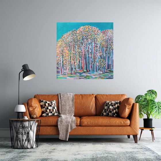 Autumn forest / 90 x 90 x 0,1 cm