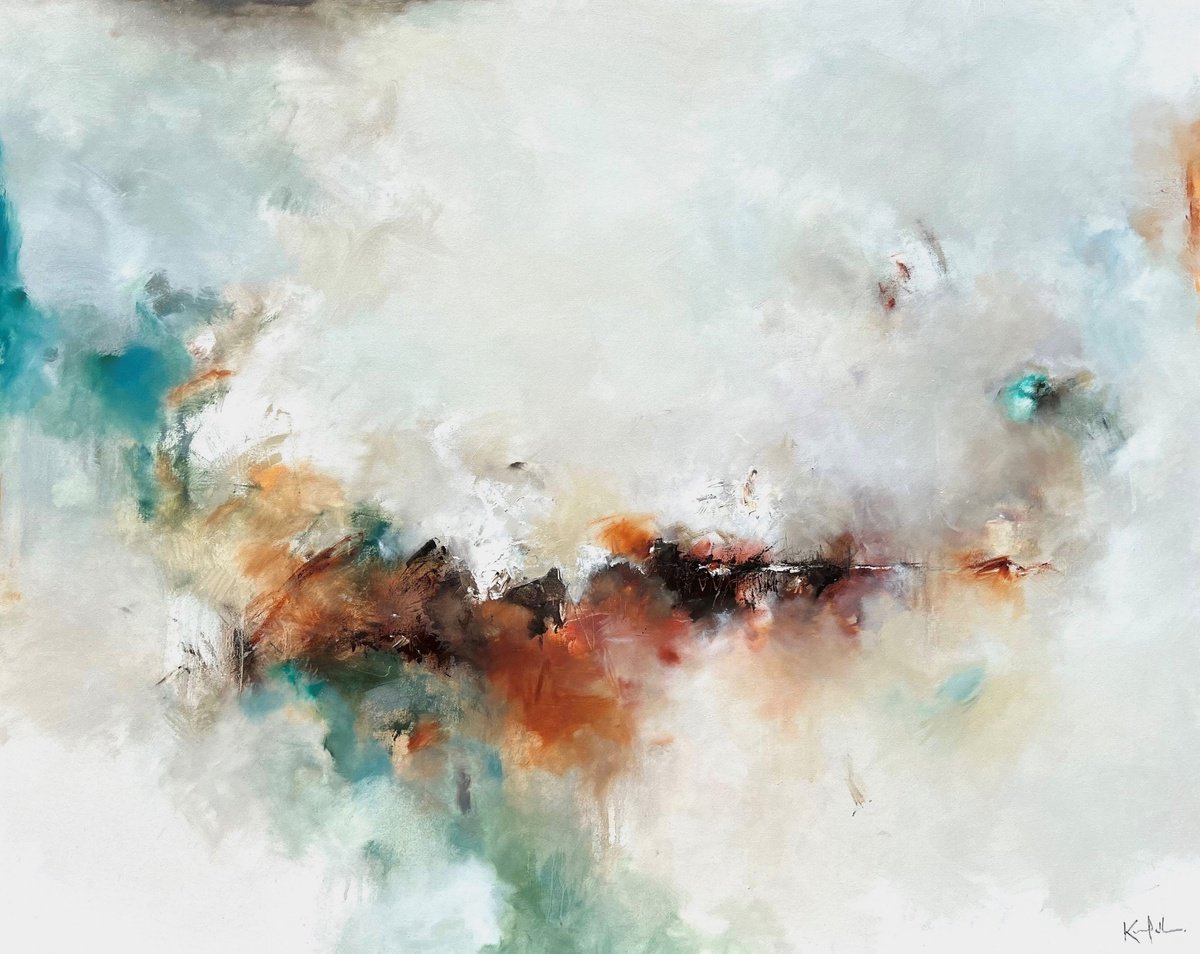 Abstract Oil Painting By Nicholas Kriefall, 60 X 48", Copper Afternoon, Original Artwork