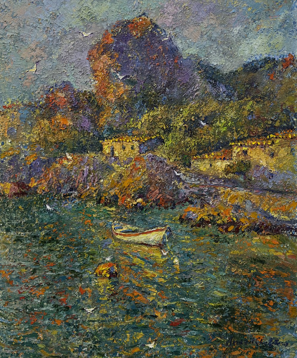 Impressionistic Landscape Oil Painting By Andrii Chebotaru, 30 X 35, Where Time Floats Slowly, Original Artwork