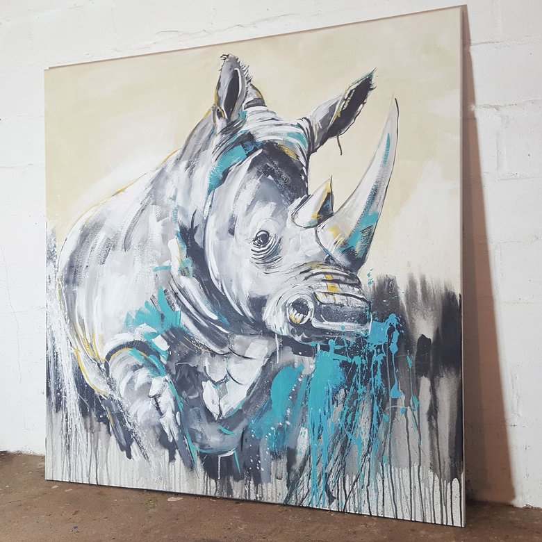 Rhino #2 – Work Series 'One of the big five' Acrylic painting by ...