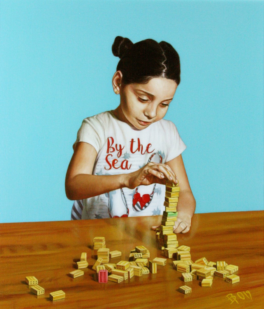 Photorealistic Portrait Oil Painting By Paolo Borile, 24 X 28", By The Sea, Original Artwork