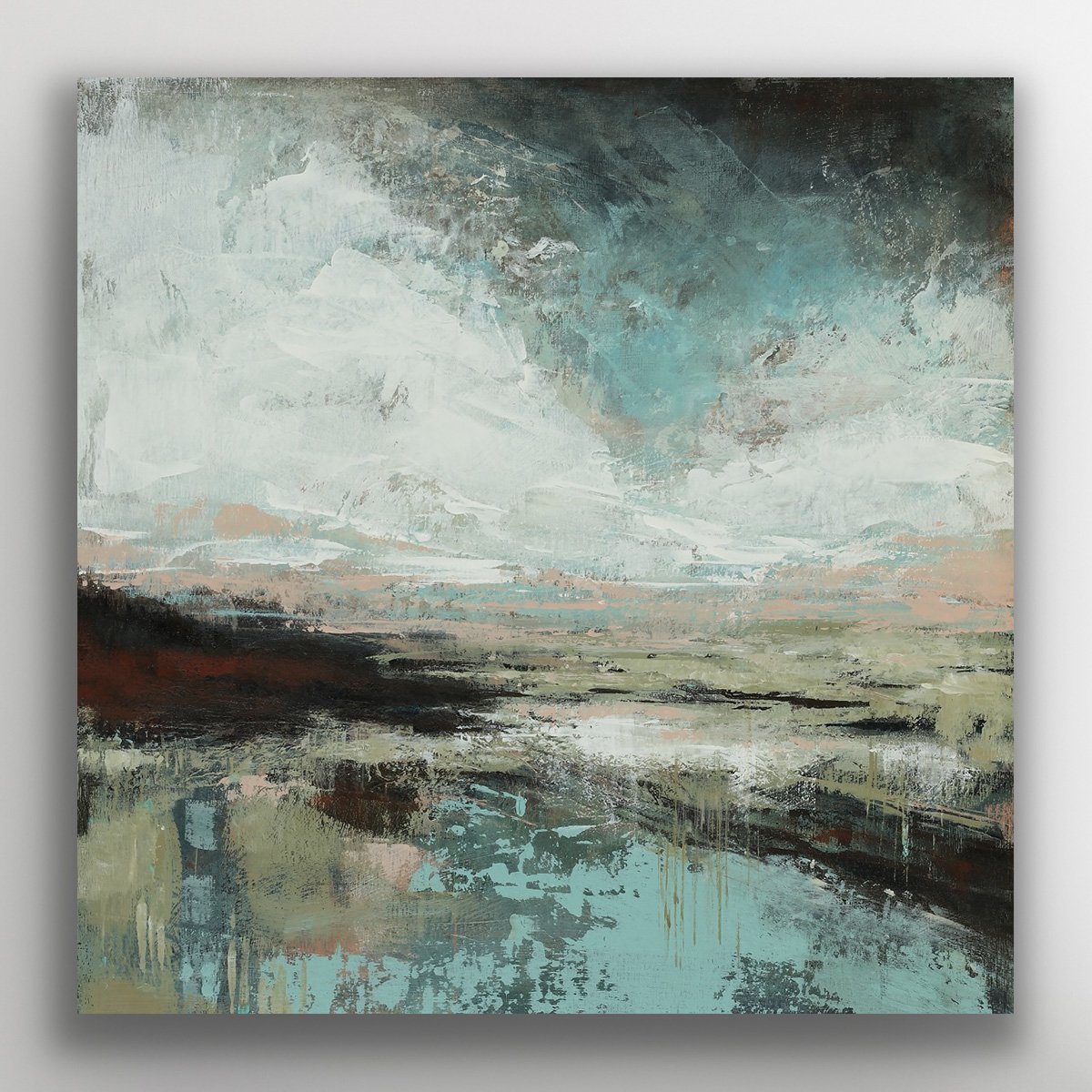 Expressive Landscape Acrylic Painting By Melinda Macdonald, 16 X 16", Reflections Landscape, Original Artwork