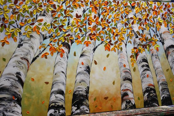 Looking Up - Large Original Birch Trees Painting