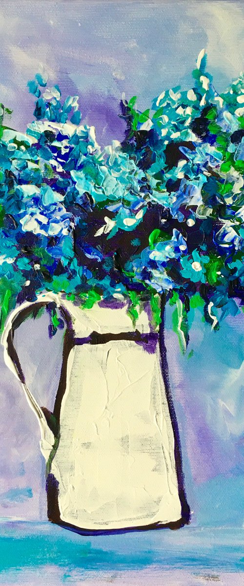 Wild Flowers in a  White Jar #8 by Olga Koval
