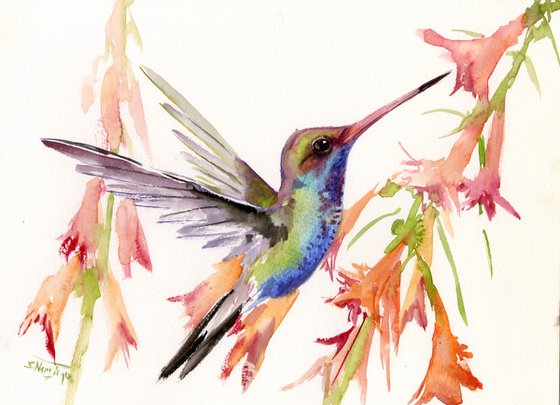 Hummingbird and Flowers