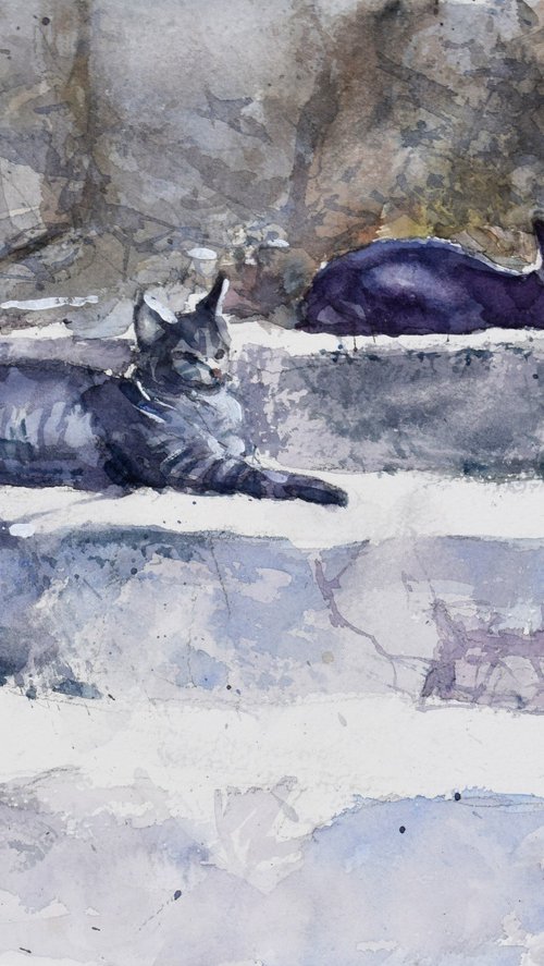 THree cats by Goran Žigolić Watercolors