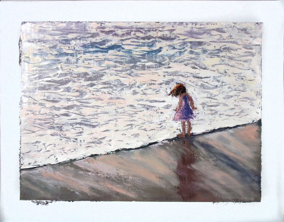 An evening walk. Sea foam. The picture is made with a palette knife /  ORIGINAL PAINTING