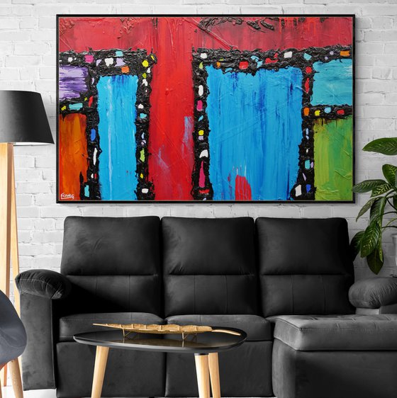 Circus Pop 160cm x 100cm Textured Abstract Art