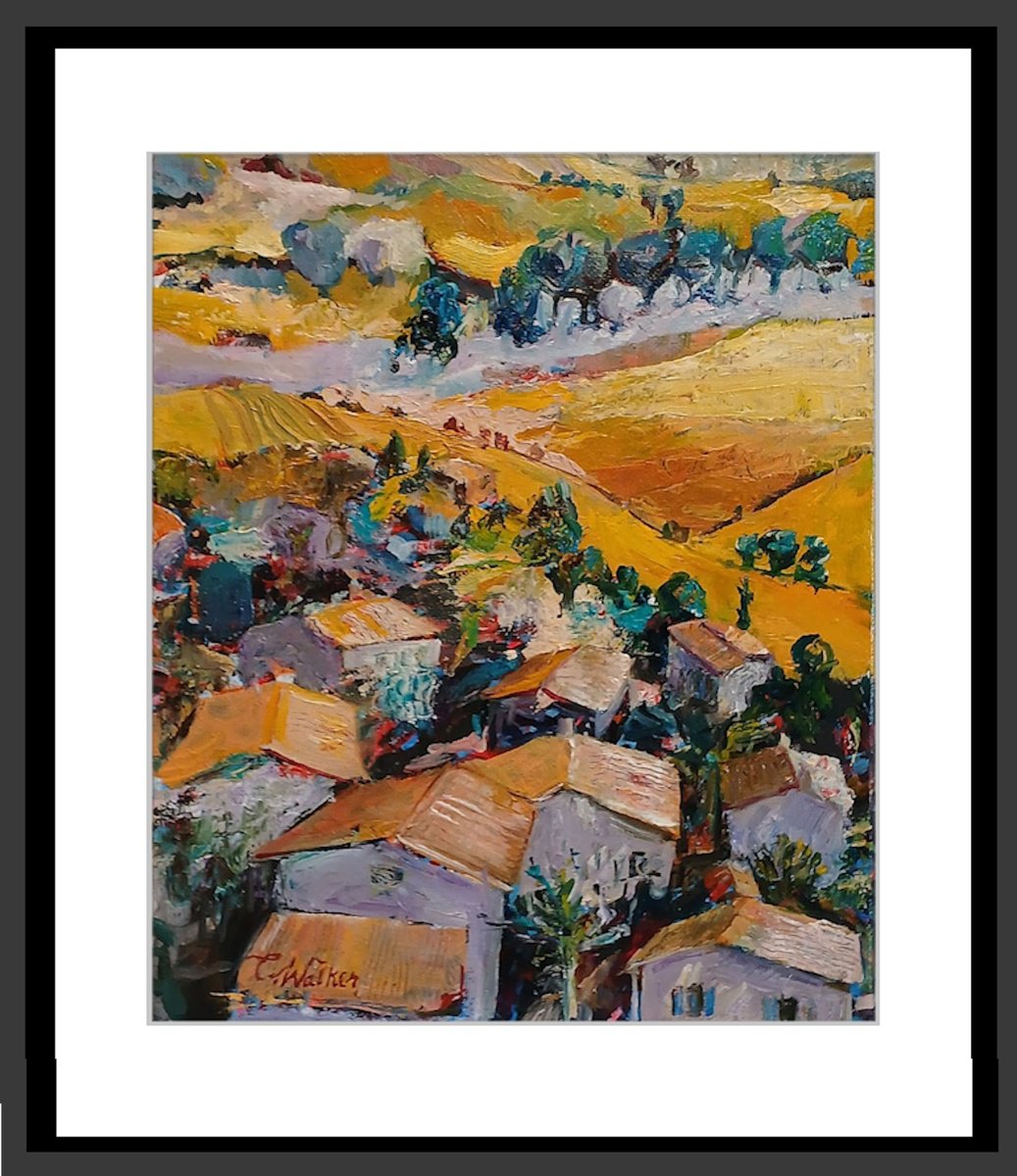 Expressive Portrait Oil Painting By Chris Walker, 9 X 12, Luberon Village, Original Artwork