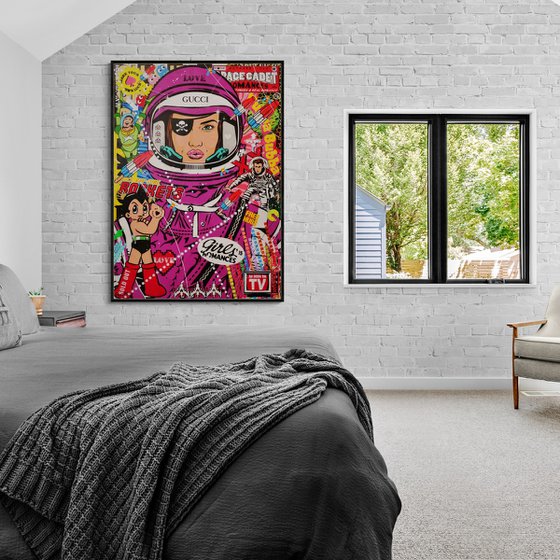 Purple Space Pirate 140cm x 100cm Textured Urban Pop Art