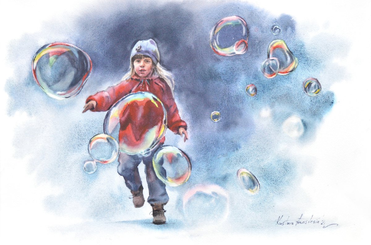 Girl with bubbles by Anastasia Kustova