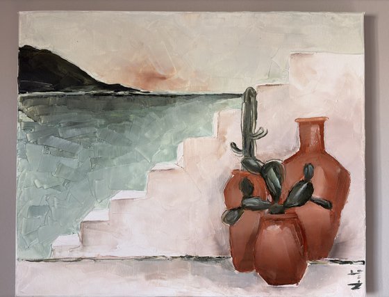 Amphora island view from Formentera impasto