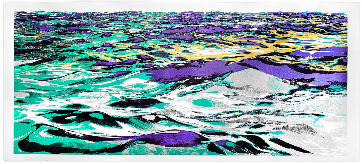 Impressionistic Landscape Screenprint By Chris Keegan, 31 X 14, High Seas, Original Artwork