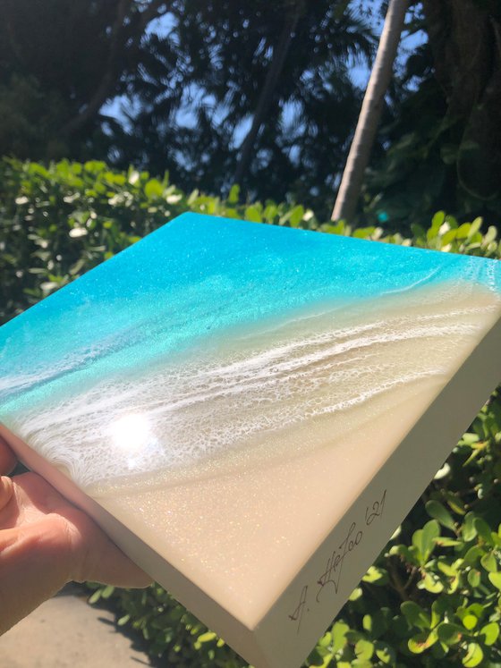 White Sand Beach Infinite Blue Ocean Painting