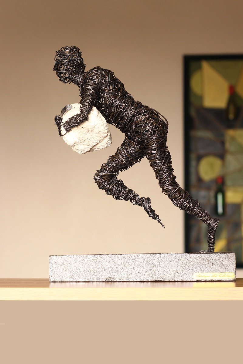 Expressive Portrait Sculpture By Karen Axikyan, 11 X 15", Underwater Runner, Original Artwork