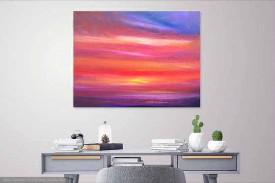 Sunset, Skyscape, Red, African Skies - XL, Modern Art Office Decor Home