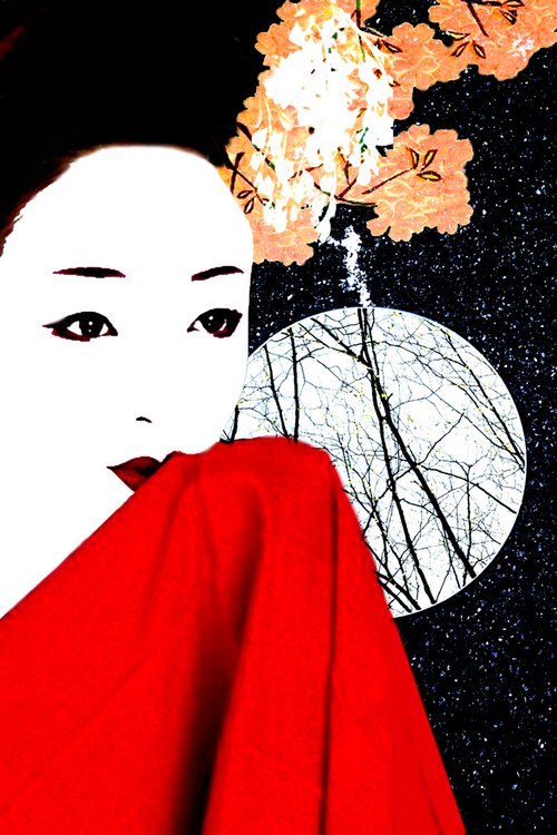 Sakura and Full Moon by Alex Solodov