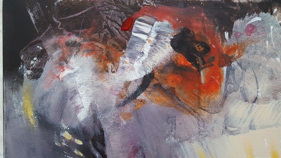 GESTURAL SINGULAR SPONTANE ONEIRIC STILL LIFE BY KLOSKA O ROMANIAN PAINTER