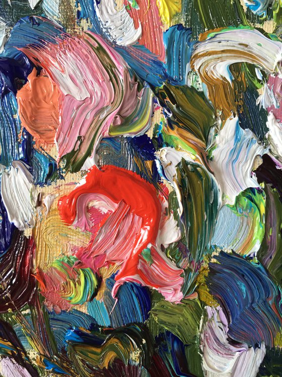 Roses in Blue Vase
