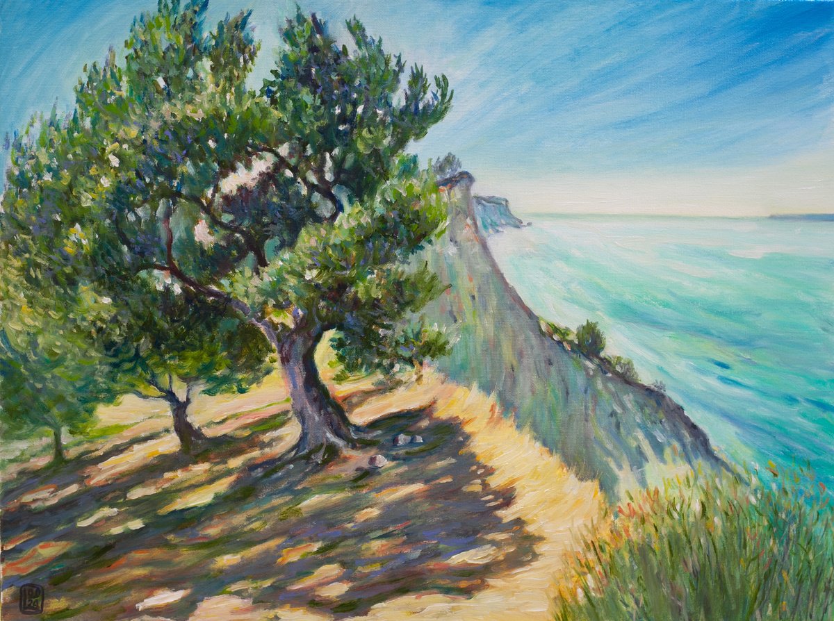Impressionistic Landscape Oil Painting By Liudmila Pisliakova, 16 X 12", Cyprus, Original Artwork
