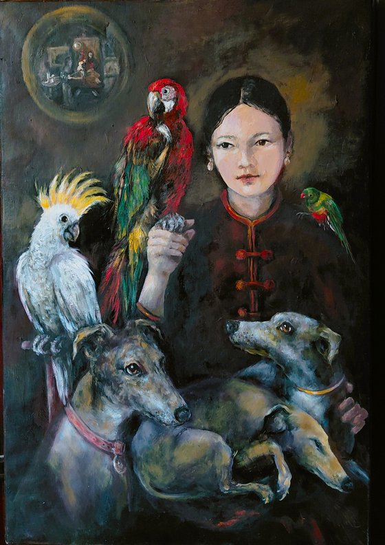Chinese woman with her animals