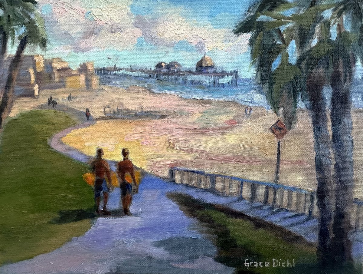 Impressionistic Landscape Oil Painting By Grace Diehl, 8 X 6, Toward The Sea, Original Artwork