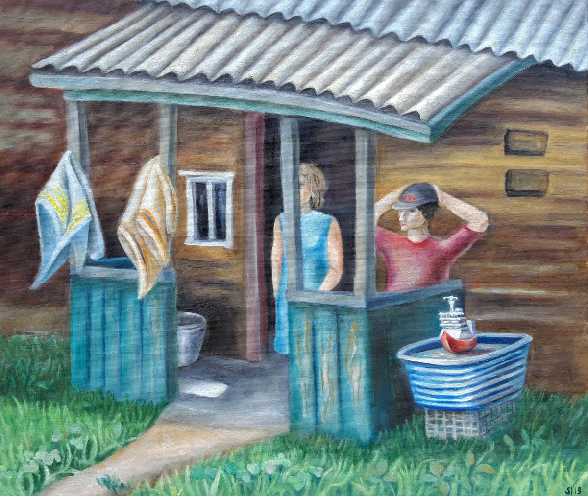 Painting | Oil | In the paradise of shack by Sigita Jakutyte