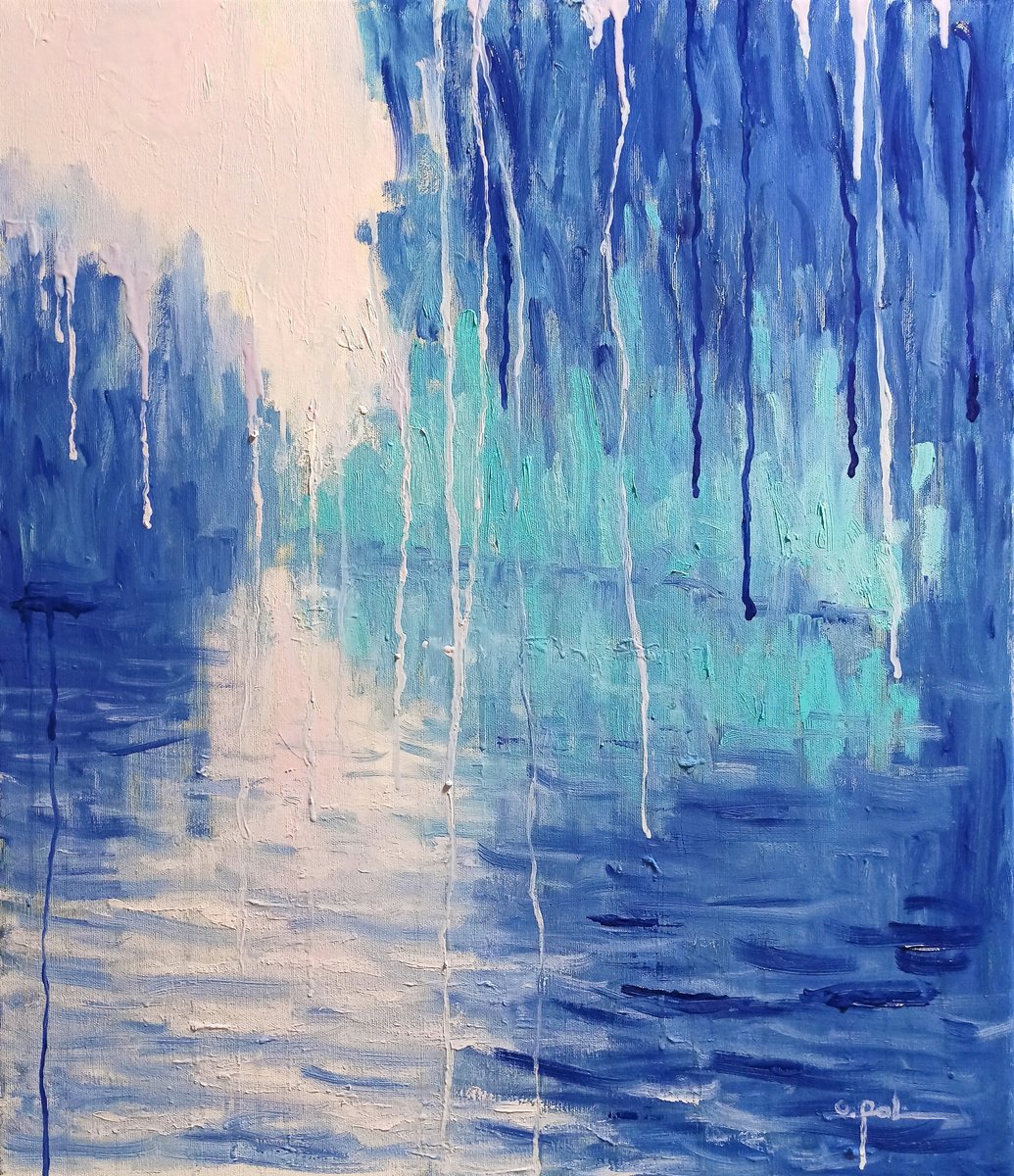 Impressionistic Landscape Oil Painting By Oleh Rak, 24 X 28", Impression. Morning 2, Original Artwork