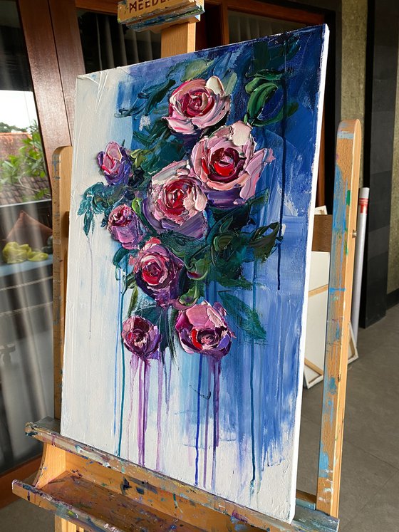 Flowing Roses in Blue